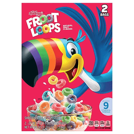 CEREAL FROOT LOOPS KELLOGGS 2 BAGS 1.53KG